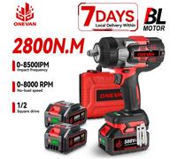 ONEVAN-llave de impacto eléctrica sin escobillas, 8000RPM, 2800N.M, destornillador de reparación de automóviles inalámbrico, herramienta eléctrica para Pin de batería Makita 2xBattery Set-B