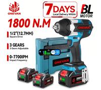 ONEVAN-llave de impacto eléctrica sin escobillas, de alto Torque, 1800N.M, taladro de 1/2 ", destornilladores, herramientas eléctricas para Pin de batería Makita 2xBattery Set-A
