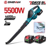 ONEVAN-soplador de aire eléctrico sin escobillas, 5500W, alta potencia, hoja de nieve, polvo, limpiador de jardín, herramienta eléctrica para Pin de batería Makita 2xBattery Set