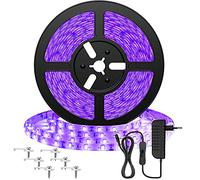 Onforu 5M Tira de Luz UV, 12 V Adaptador Incluido, Negra Con 300 LEDs 2835, Ultravioleta Decoración Interior Para Pinta Fluorescente Bar Club DJ Discoteca Fiesta KTV Pintura Corporal Acuario