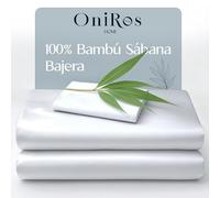 ONIROS Home Sabana Bambu Bajera Ajustable de135x190/200 ORGÁNICA SATÉN de 300 Hilos, Sabana Bajera 135x190 Antiacaros, Hipoalergénica, Sábanas 300 Hilos Termorreguladora (Bed Sheets, Blanco)