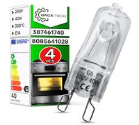 ONIX TECH 4 Piezas Bombilla Halogena G9 para Horno 40W 230V 300°С con Código Original 387461740/4 3874617404 808564102/8 8085641028 para AEG para Electrolux - Garantía de 5 Años