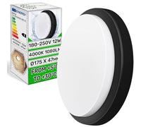 ONIX TECH Plafón Ovalado LED 4000K 1080 Lm 180-250V 12W 50-60Hz para Techo Ø175 x 47 mm con Montaje en Techo o Pared con Grado de Protección IP54 - Hecho de Policarbonato