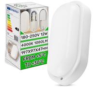 ONIX TECH Plafon Ovalado LED 4000K 1080 Lm 180-250V 12W 50-60Hz - Plafon LED Techo 197x97x47 mm para Montaje en Techo o Pared con Grado de Protección IP54 - Hecho de Policarbonato