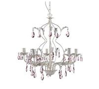 onli 4920/5R lámpara clásico spennellato dorado con gotas de cristal rosa, marfil