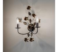 ONLI Aplique de pared Carolina, color bronce, 2 luces, hierro