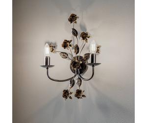 ONLI Aplique de pared Carolina, color bronce, 2 luces, hierro
