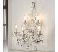 ONLI Aplique de pared de cristal Teresa, marfil, 5 luces