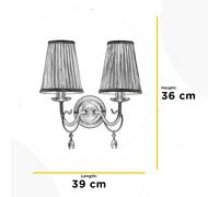 ONLI Aplique de pared Delia, color bronce, 2 luces, ancho 25 cm
