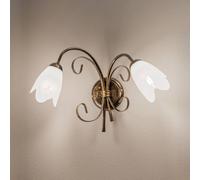ONLI Aplique de pared Odino, 2 luces, color bronce, metal, cristal
