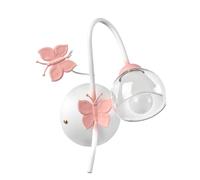 ONLI Aplique de una luz de metal mariposas pintadas en blanco/rosa