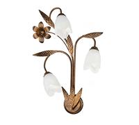 ONLI Forgiata - Aplique 3 luces, cristal mate color blanco, metal marrón cepillado dorado