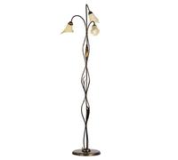 ONLI Forgiata - Lámpara de pie con 3 luces, cristal mate color ámbar, metal marrón engastado dorado, metal y cristal