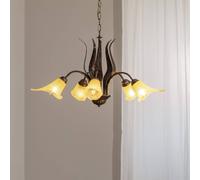 ONLI Lámpara colgante Alga, 5 luces, hierro, vidrio, florentino