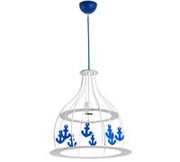 ONLI Lámpara colgante de metal con ancla azul de plástico, blanco
