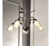 ONLI Lámpara colgante Liliana, 5 luces, negro, rojo dorado, metal