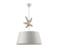 ONLI Lámpara de techo con pantalla de tela color marfil y decoración estrella de madera