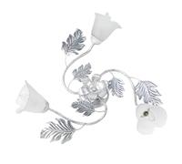 ONLI Marilena - Plafón 3 luces, metal, blanco plata, romántico, metal; cristal