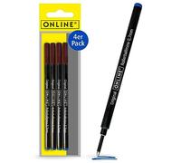 ONLINE 4 recambios de bolígrafo compatibles con Faber-Castell, Senator, Schneider | Azul con grosor de trazo de 0,7 mm I Recambio para bolígrafo Rollerball Pen I Recambio para Rollerball Pen I