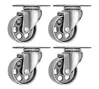 Online Best Service 4 Ruedas Giratorias con Placa Giratoria de Acero para Trabajo Pesado, Acero de Calibre Alto, Gris (3.5 "Sin Freno)