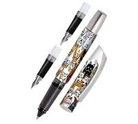 ONLINE Campus - Juego de 3 plumas estilográficas ergonómicas escolares + bolígrafo roller de tinta + pluma estilográfica para la escuela y la escuela