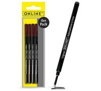 ONLINE - Juego de 4 recambios para bolígrafo roller, compatibles con DXCastell, Senator, Schneider - Negro - Con grosor de trazo de 0,7 mm - Recambio para bolígrafo roller - Recambio para bolígrafo