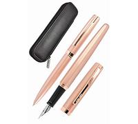 ONLINE Juego de escritura Eleganza, oro rosa, incluye bolígrafo, pluma estilográfica, estuche de piel auténtica, 3 piezas, en caja de regalo de