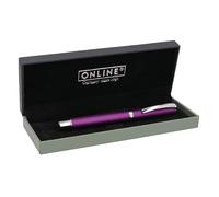 Online Pluma estilográfica Vision Purple, diseño transparente, aluminio cepillado mate, pluma de iridio, apta para cartuchos de tinta y convertidores, embalaje de regalo | Color: morado