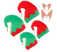 Onlvmyur 4PCS Gorro de Elfo Sombreros Elfo de Navidad Gorro Elfo Navidad Rojos y Verde Gorros Navidad con 4 Pares Orejas de Elfopara Adultos Niños