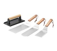 onlyfire Kit de herramientas de accesorios para parrilla de barbacoa, espátula de acero inoxidable y prensa de parrilla de hierro fundido para superficies planas, planchas, parrillas, hornos y estufas