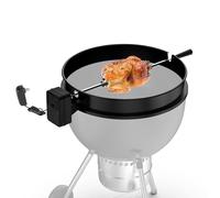 onlyfire Set de Asador Ring para Barbacoa de Acero Recubierto de Negro con Motor de Batería y Adaptador de Corriente para Parrillas de Carbón Weber 57 CM Kettle y Otros Modelos de Tamaño Similar