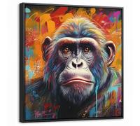 OnlyWow© Lienzo Con Marco 50x50 cm Cuadros Decoracion Salon Modernos Dormitorio Lienzos Canvas Living Room Wall Art Comedor Mono - Gorila - Graffiti - Animales - Colores