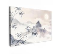 OnlyWow© Lienzo Exterior 120x80 cm Jardin Decoracion Pared En Decoración Poster Posters Decorativos para Terraza Y Jardín con WallBambú - Asia - Gris