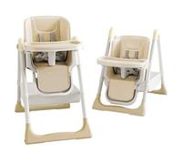 ONNWIN Trona Bebé Evolutiva, Trona para Bebe Ajustable y Reclinable, Plegable con Tabla de Comedor, De 6 a 36 meses, Beige