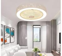 ONSSI Ventilador de Techo con Luz LED Silencioso Ø520 mm,Plafón Ventilador con Aspas Ocultas,Mando a Distancia,6 Velocidades,3 Temperaturas de Color,Temporizador,para Salón y Dormitorio