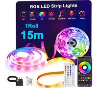 ONSTUY Tira LED 15m,24V RGB Bluetooth Tiras LED de Interior,APP y Mando a Distancia,Modo de Música,Luz Led Adhesivas para Decoración Navidad Fiestas Cocina TV Casa