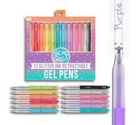 Ooly Oh My Glitter - Juego de 12 bolígrafos de gel con purpurina, bonitos suministros escolares y artísticos para niñas, bolígrafo planificador con agarre cómodo, bolígrafos retráctiles ideales para