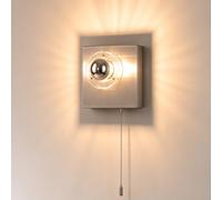 OOWOKS Aplique de interior plateado cromado con interruptor de tirador 3000K luz cálida casquillo E27 Aplique moderno cuadrado con pantalla de acrílico Lámpara decorativa de mesita de noche