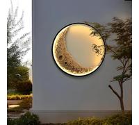 OOWOKS Aplique de Pared Exterior Luna Lámpara LED de Pared para Exteriores Interior Regulable Luz de Pared con Mando a Distancia IP65 Resistente al Agua Lámpara de Exterior Moon Aplique de Pared,80cm