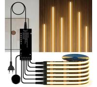 OOWOKS Luces para armarios Tira LED COB 6 en 1 Regulable Tira LED táctil penetrante 1 m Blanco cálido 12 V Paneles acústicos LED con interruptor táctil y regulador manual para estanterías,2er,2M