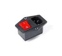 OOYIALET AC-01 AC-14-F16 Electrical Power Socket 250V Rocker Switch Brass 10A Inlet Connector Computer Outlet with Fuse(AC-14-F16A KCD4)