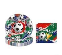 Opatiny Juego de 48 piezas de suministros de fiesta de fútbol, platos, servilletas de fútbol para niños, cumpleaños, decoración del día del juego