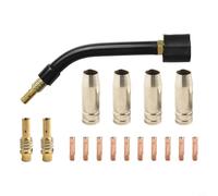 Opatiny Kit de soplete de soldadura MIG de 17 piezas para AK15/MB15, incluye cuello flexible, puntas de contacto (0.6/0.8/0.9 mm), boquillas y soporte, piezas de metal de cobre (kit de cuello 0.6 mm)