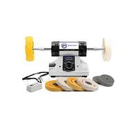 OPAVIOC - Pulidora de joyería - amoladora de banco de velocidad variable ajustable, pulidora y pulidora, amortiguador dental y torno, incluye 6 ruedas de tela, 2 ruedas de fibra abrasiva, vidrio de