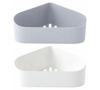 Operitacx 2 Piezas Estantería de Pared Esquina Triangular, Organizador Baño | Plástico PP Blanco, Diseño Cajón y Fijación Fácil, para Ducha y Hogar