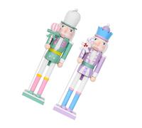 Operitacx 2 Piezas Figura de Cascanueces Tradicional de Madera en Tonos Pastel, Adorno Versátil para Decoración Navideña y Centros de Mesa Festivos