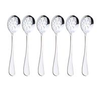 Operitacx 6 Cucharas Pequeñas Ranuradas de Acero Inoxidable para Servir, Utensilios Portátiles y Ligeros Diseño Compacto para Snacks y Menaje de Cocina