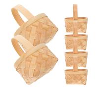 Operitacx 6 Piezas Mini Cesta de Madera Tejida a Mano con Asa para Dulces | Uso Versátil en Mesas y Almacenaje, Diseño Moderno Minimalista, Pieza Pequeña para Cocina, Fiestas y Jardín