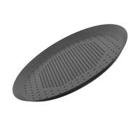 Operitacx Bandeja para Pizza Perforada Redonda de Aleación de Aluminio Negro de 23cm con Revestimiento Antiadherente para Cocción Uniforme en Cocina y Restaurante