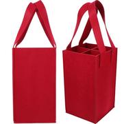Operitacx Bolsa para Botella de Vino de Fieltro Rojo Portátil y Práctica Capacidad para 4 Botellas Pack de 2 Unidades de Fiesta